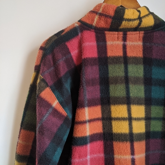 Vintage 90s Limited Multicolor Plaid Longsleeve Half-Zip Fleece Pullover - Picture 13 of 16